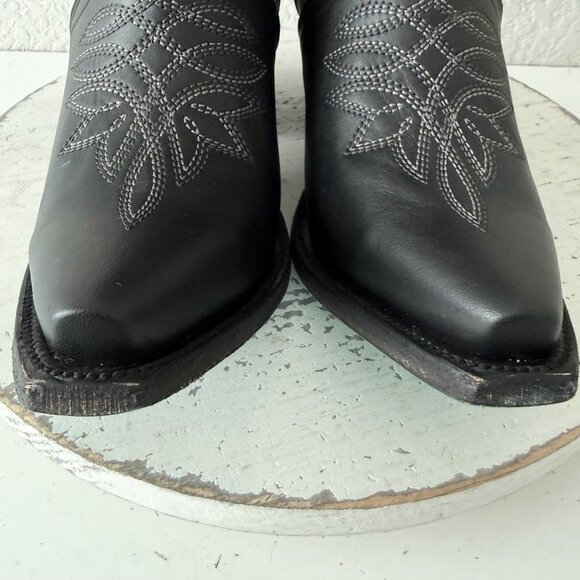 Lane Gallatin Womens Cowboy Booties Black Western Short Boots Snip Toe Size 7.5 - Picture 8 of 13